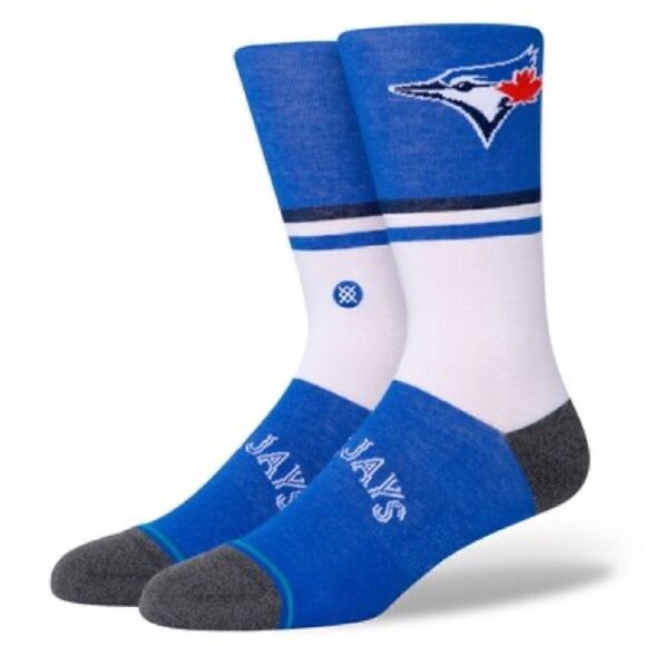 Stance X MLB Toronto Blue Jays Crew Socks Size L Infiknit White Blue New Mascot - Picture 8 of 8